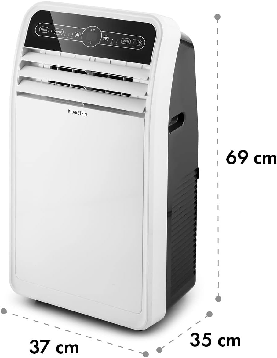 Klarstein Climatizzatore Portatile con Tubo di Scarico, Condizionatore 4-in-1 con Ventilatore, Deumidificatore e Modalità Notturna, Piccolo e Portatile per Casa e Ufficio, Controllo tramite App, 12000 BTU