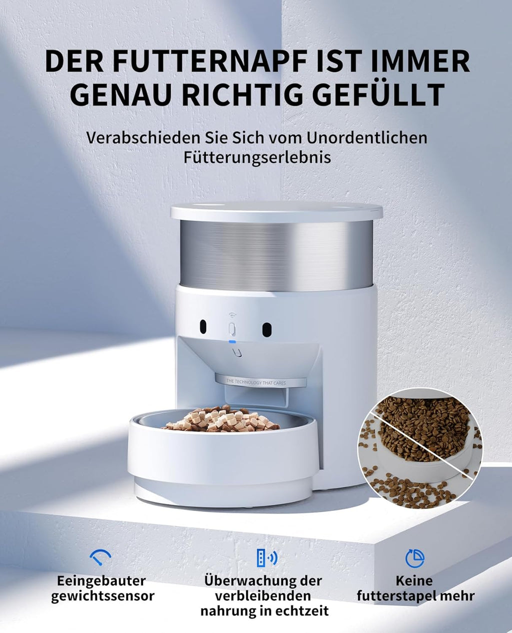 PETKIT Automatischer Hunde Katzen Futterautomat, Auto-Rotate Bowl, Programmierbare Portionskontrolle 5-200g pro Mahlzeit & 20s Voice Recorder Pets Smart Feeder für mittlere große Hunde Katzen -5L