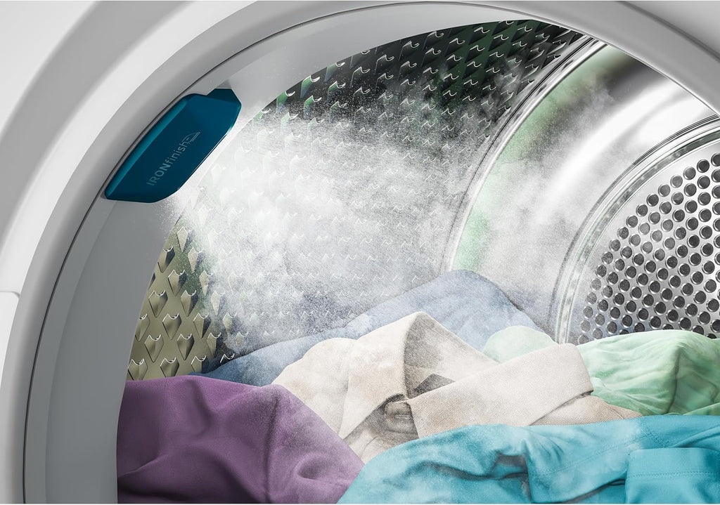 Beko B5T4824IF bPRO 500 Asciugatrice, 8 kg, Caricamento frontale, Pompa di calore, Adatta per chi soffre di allergie, 15 programmi, Funzione vapore, Antipiega, Programma silenzioso, Cesto AquaWave, Bianco