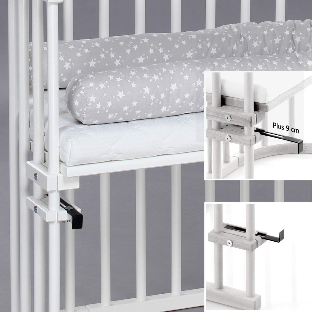 babybay Original Lettino da affiancare in massello di faggio / compatto e trasformabile / Lettino per bambini regolabile in altezza senza livelli preimpostati ed ecologico / Lettino evolutivo (laccato bianco) / inclusa Matratze