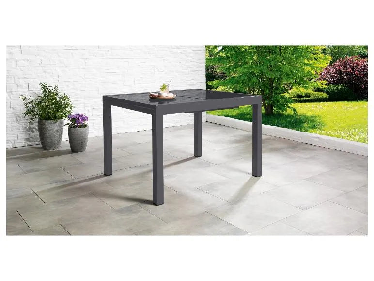 Set in alluminio »Houston«, 9 pezzi - Tavolo allungabile e 8 sedie schienale alto, grigio