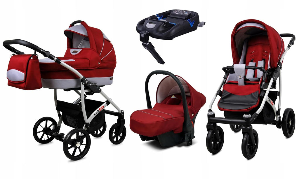 BabyLux Largo 2-in-1 Baby Kinderwagen Tief und Kinderwagen mit Zubehör Verstellbar und faltbar Aluminiumkonstruktion Wasserdicht Nicht abnehmbare Räder Brown Cream White Frame
