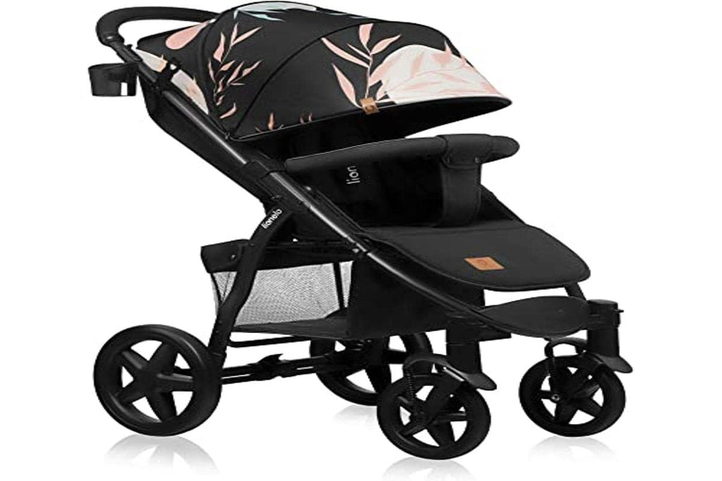LIONELO Annet Buggy fino a 22 kg con funzione reclinabile, passeggino compatto richiudibile con accessori, ruote in schiuma EVA, zanzariera, coprigambe, portabevande, cestino (Golden Moments, Tour)