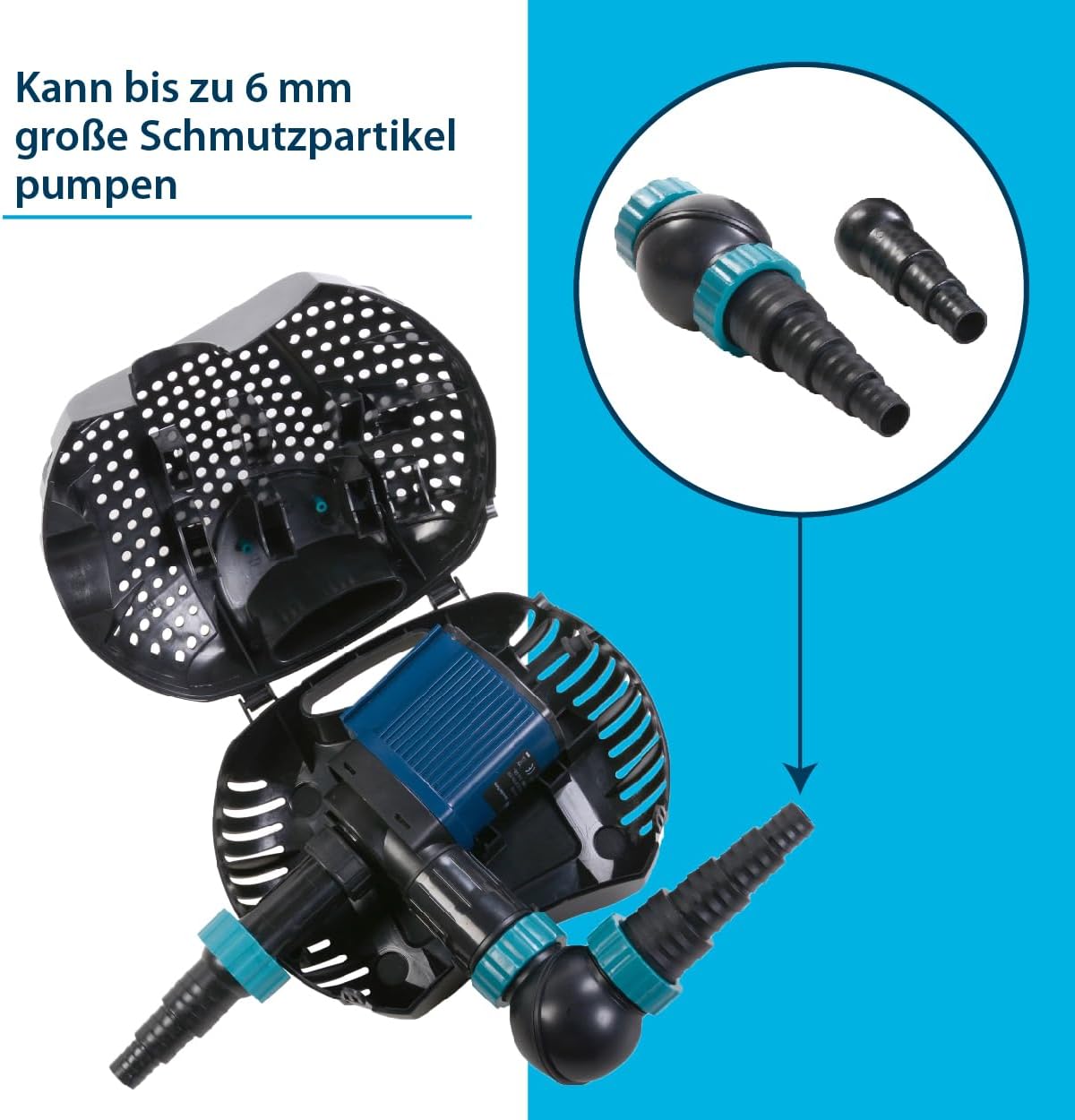 AquaForte O-20000 Plus, 200 Watt, portata max 19 m³/ora, prevalenza max 7 metri, lunghezza cavo 10 metri, per ruscelli, cascate, fontane, filtri, ecc, Nero
