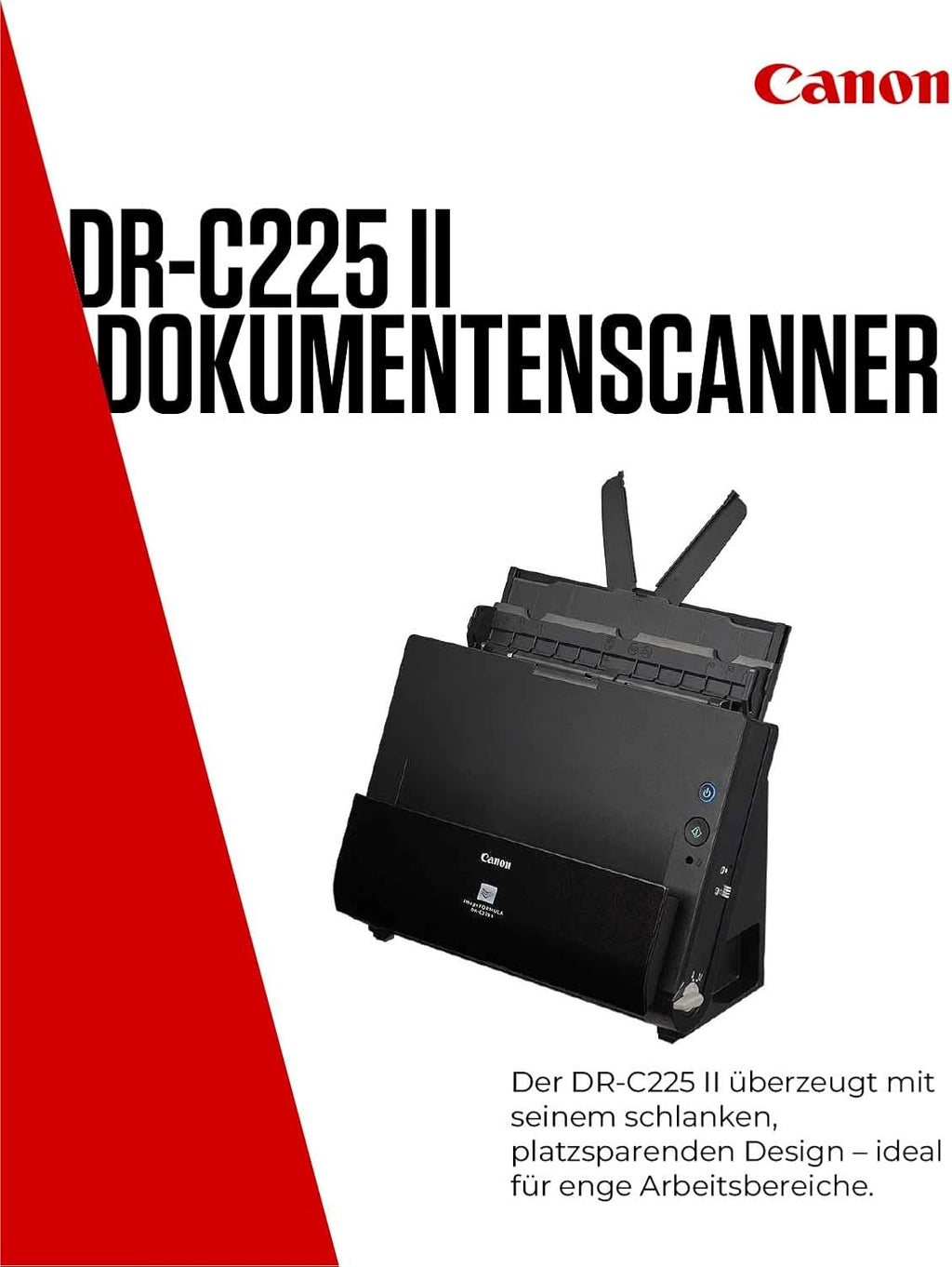 Canon DR-C225 II - Scanner di documenti imageFORMULA (duplex, alimentazione, colore, 600dpi, 25 ppm, PDF OCR, compatto, nero)