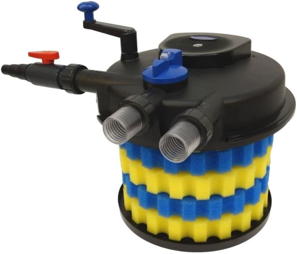 Filtro per laghetto a pressione AquaOne CPF-20000 | Filtro per laghetto fino a 40.000 litri | Filtro biologico per laghetto con sterilizzatore UVC da 36 Watt e pulizia a manovella | Acqua limpida senza alghe in sospensione