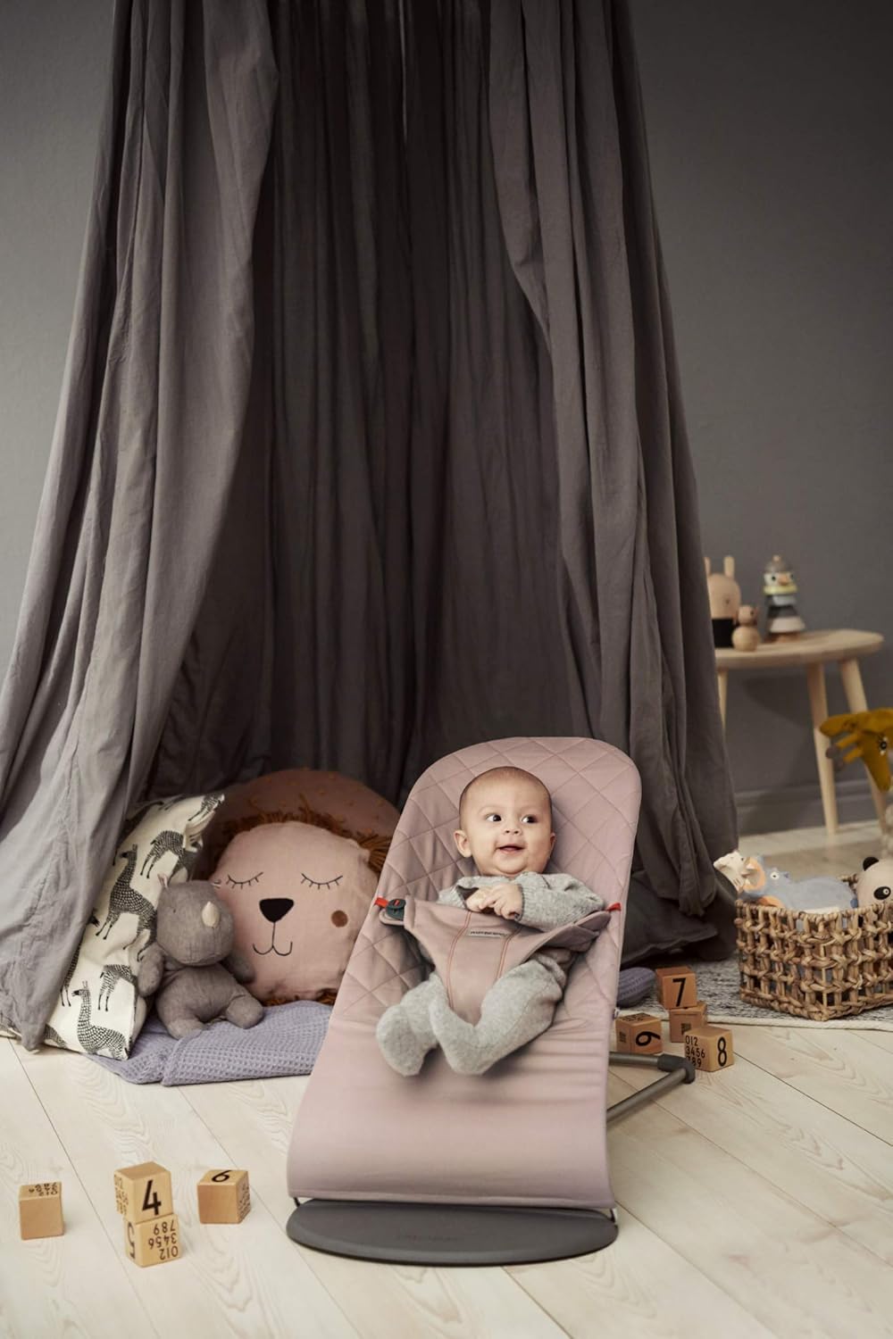 BabyBjörn Sdraietta Bliss, Tessuto trapuntato a petalo, Grigio Sabbia