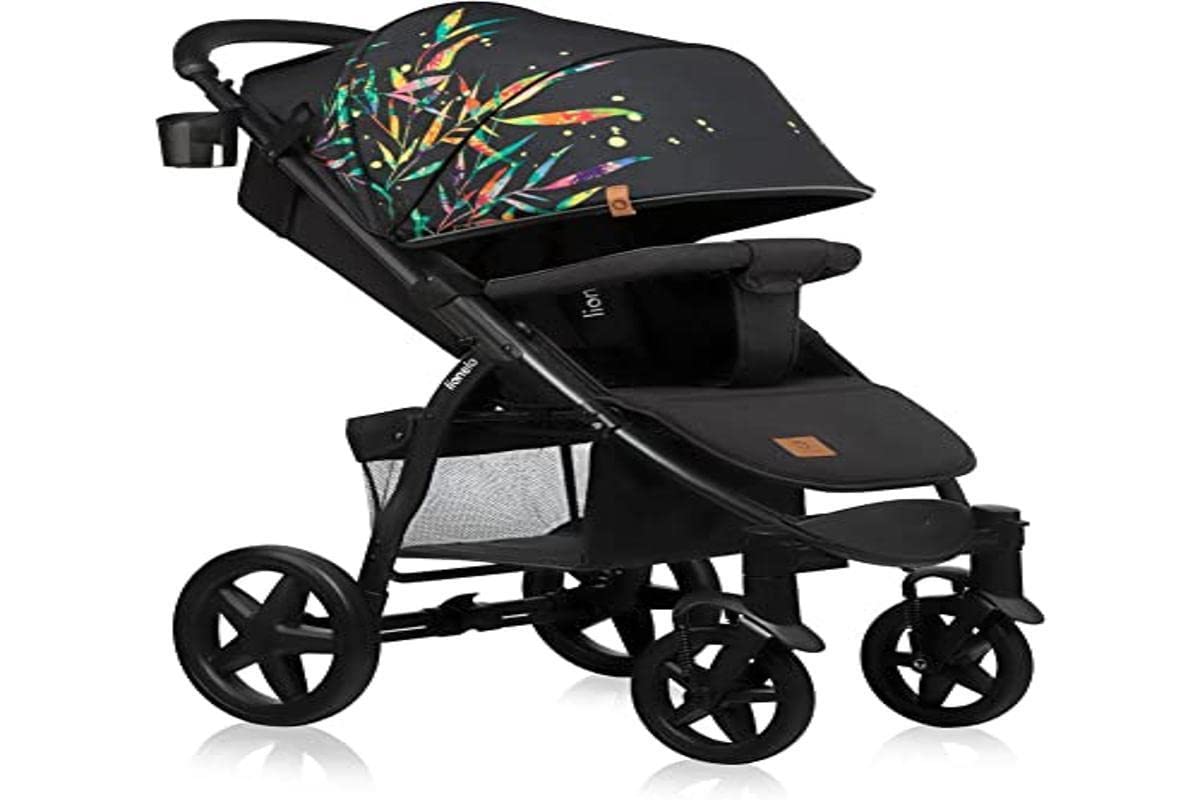 LIONELO Annet Buggy fino a 22 kg con funzione reclinabile, passeggino compatto richiudibile con accessori, ruote in schiuma EVA, zanzariera, coprigambe, portabevande, cestino (Golden Moments, Tour)