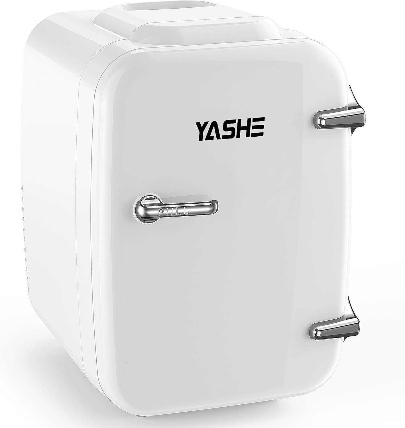 YASHE Mini Fridge, 4 Litre Mini Refrigerators for Cosmetics, Drinks, 220 V AC/12 V DC Thermoelectric Cooling and Heating, Small Fridge for Bedroom, Office, Dorm, Car (Pink)