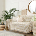 Copridivano Inca Beige – Moderna protezione per divani con motivo elegante