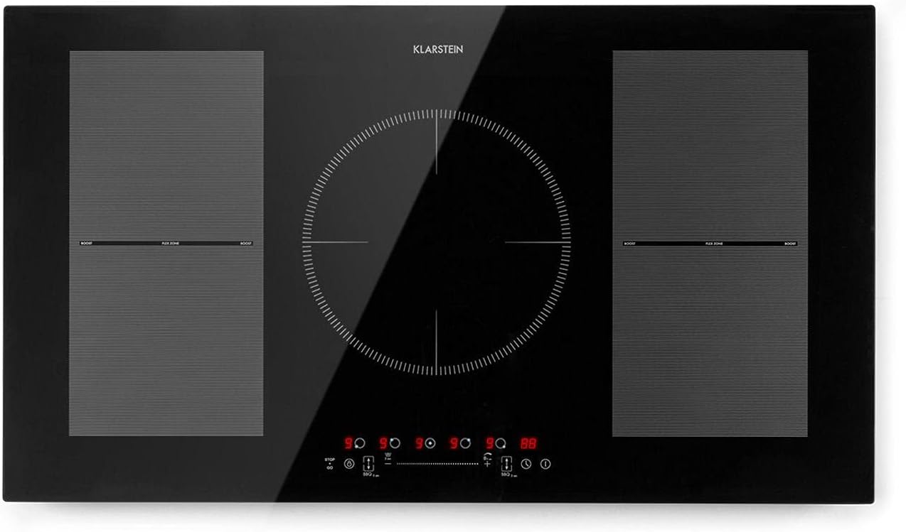 Klarstein Piano Cottura a Induzione, Piano Cottura in Vetroceramica, con 4 Piastre, Incasso con Display Touch, Display Digitale e Funzione Timer, Riscaldamento Veloce, 7000 Watt