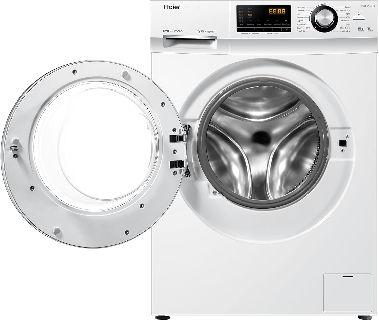 Haier HW100-BP14636N Waschmaschine / 10 kg / A - beste Effizienz / Inverter-Motor / Dampffunktion / Vollwasserschutz / Eco 40-60 Programm