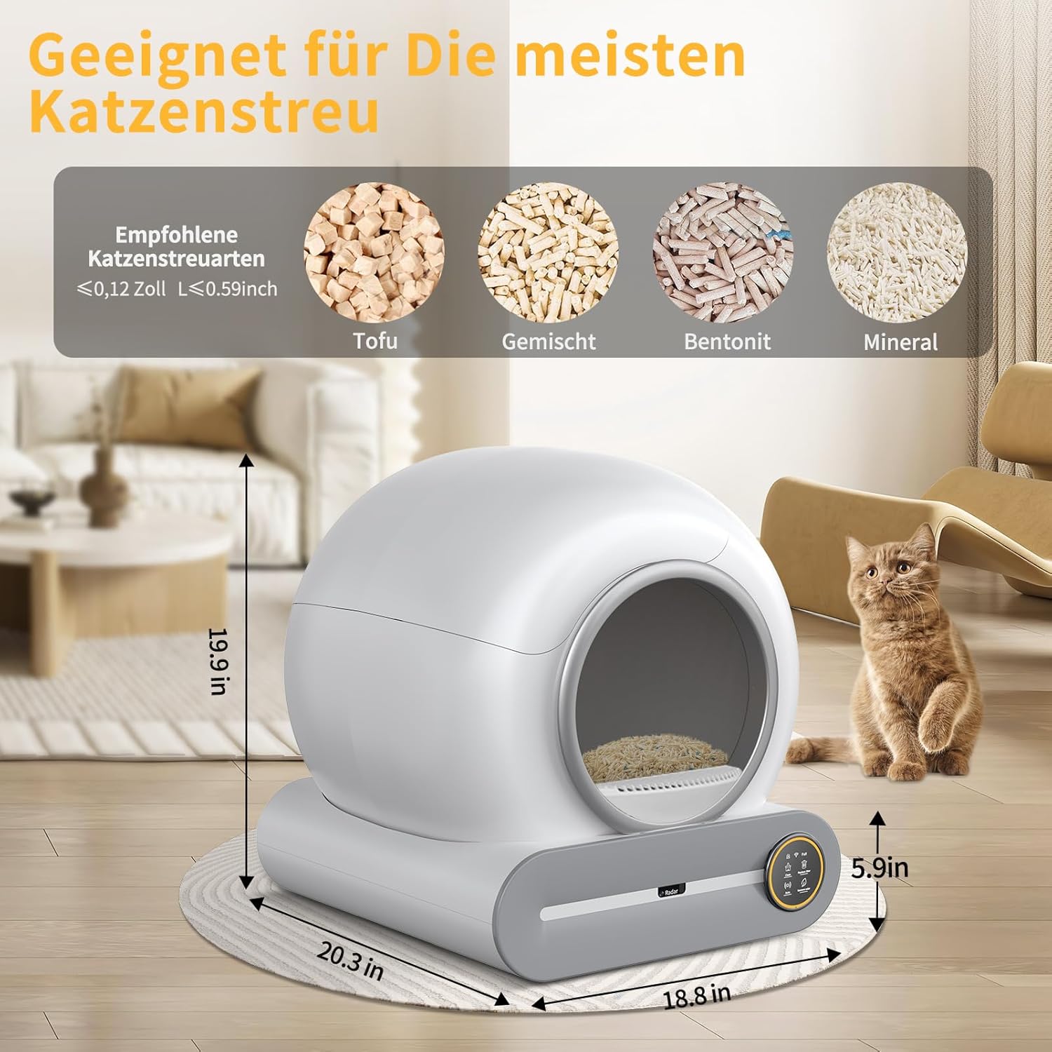Lettiera per gatti autopulente XXL 68L, toilette per gatti automatica con sacchetti per rifiuti, ingresso basso con controllo APP, lettiera elettrica per 2 gatti, lettiera autopulente per gatti
