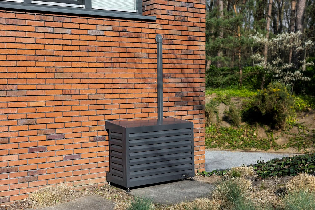 Copertura Qventi per condizionatore - Antracite/Grigio - Alluminio - Griglia di protezione - Rivestimento - Facile montaggio - Taglia S - Dimensioni esterne (LxPxH): 100 x 50 x 75 cm