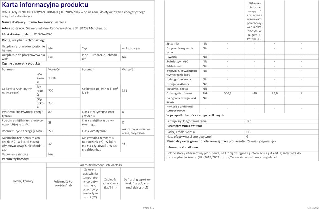 Siemens GS54NAWCV iQ500 Congelatore, 176 x 70 cm, 327 L, noFrost mai più sbrinamento, bigBox spazio per alimenti grandi, varioZone ripiani in vetro e cassetti flessibili, Bianco