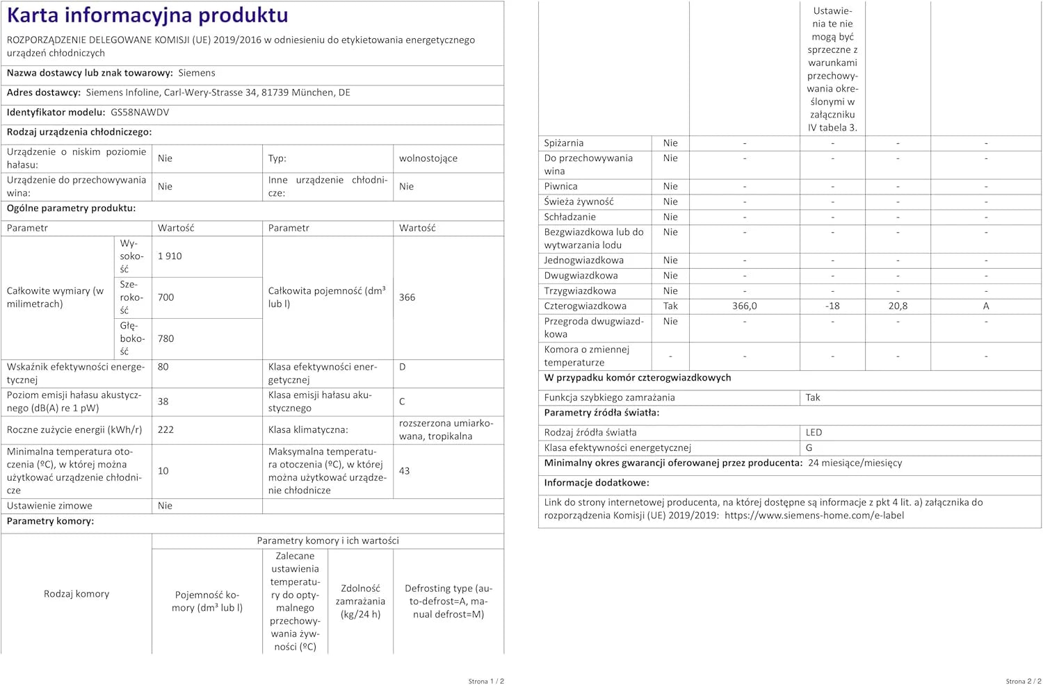Siemens GS54NAWCV iQ500 Congelatore, 176 x 70 cm, 327 L, noFrost mai più sbrinamento, bigBox spazio per alimenti grandi, varioZone ripiani in vetro e cassetti flessibili, Bianco