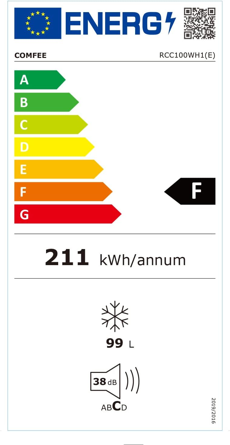 Comfee RCC100WH2(E) Congelatore a Pozzo/169 kWh/anno/85cm di altezza/99L/38dB/Bassa rumorosità/Tubo a D ad alta efficienza/Adatto a diversi scenari d'uso/Termostato regolabile/Bianco