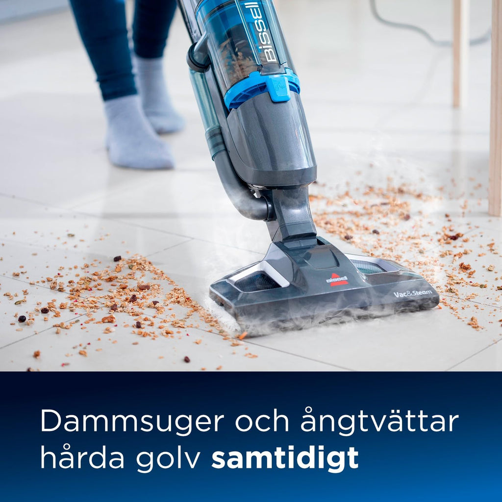 BISSELL Vac & Steam Titanium | Aspirapolvere e lavapavimenti a vapore 2-in-1 | Progettato per pavimenti duri, piastrelle, pavimenti in legno | Funzione di controllo del vapore | Senza sporco e germi | Senza prodotti chimici | 81 dB | 1977N
