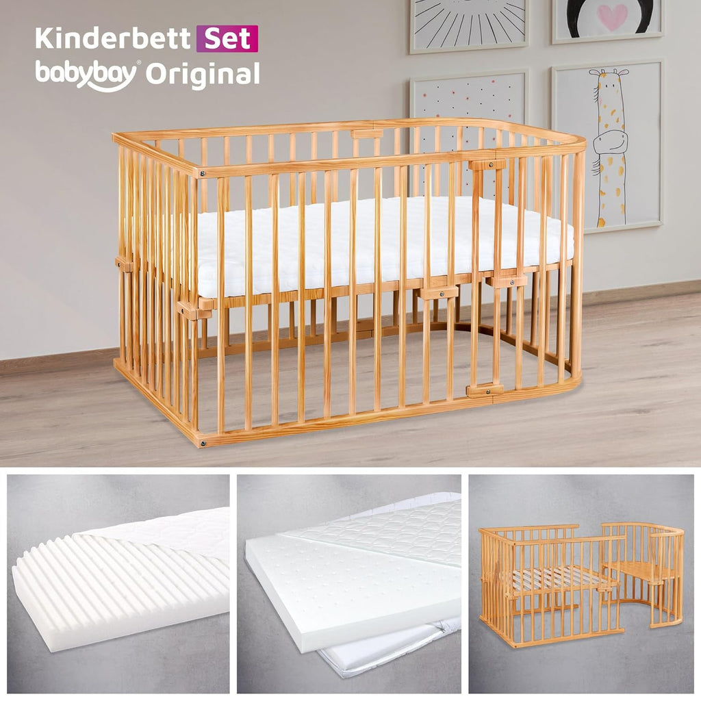babybay Original Lettino da affiancare in massello di faggio / compatto e trasformabile / Lettino per bambini regolabile in altezza senza livelli preimpostati ed ecologico / Lettino evolutivo (laccato bianco) / inclusa Matratze