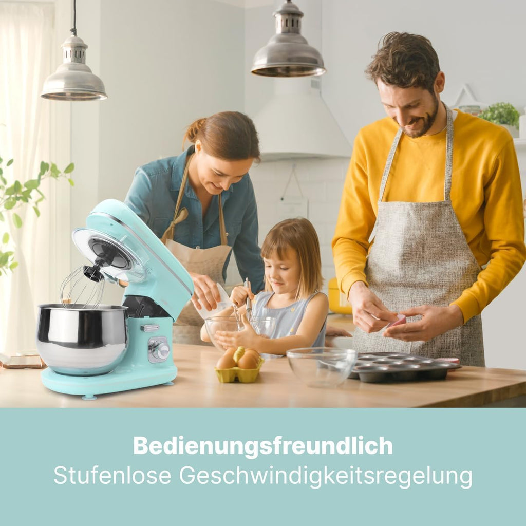 Clatronic Robot da Cucina retrò per impastare | Planetaria 5L con potente motore da 1100W | Impastatrice incluso gancio e frusta | Robot da cucina retrò con paraspruzzi e apertura di riempimento – KM 3711 rosa
