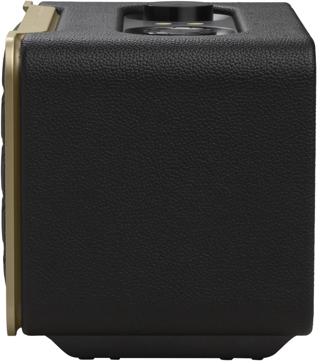 JBL Authentics 200 Smart Home Altoparlante – Cassa Bluetooth dal design retrò anni '70 – Con griglia Quadrex, Google Assistant, Alexa, AirPlay e JBL One App – Nero