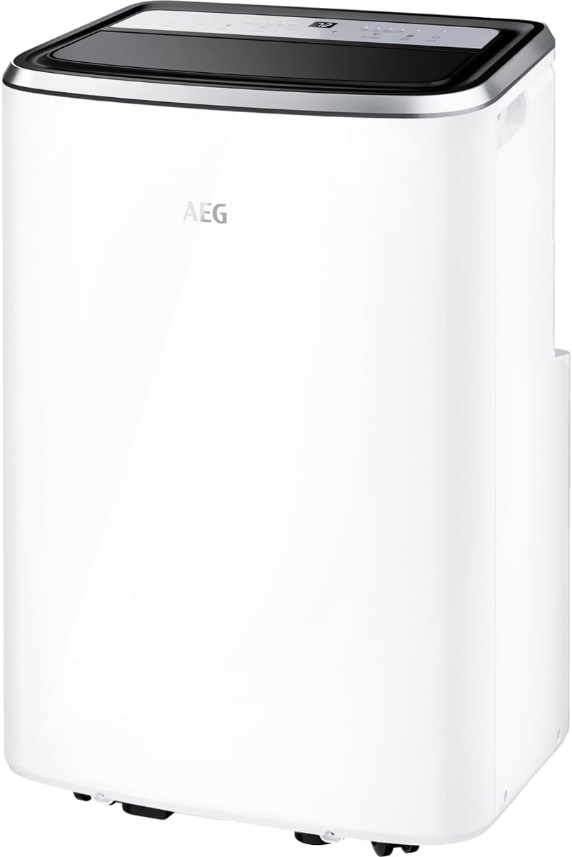 Condizionatore portatile AEG Chillflex Pro AXP26U338CW / display LED / pulsanti touch / telecomando / 30-40 m² / funzione di raffreddamento / ventilatore / funzione di deumidificazione / automatico / bianco/argento/nero