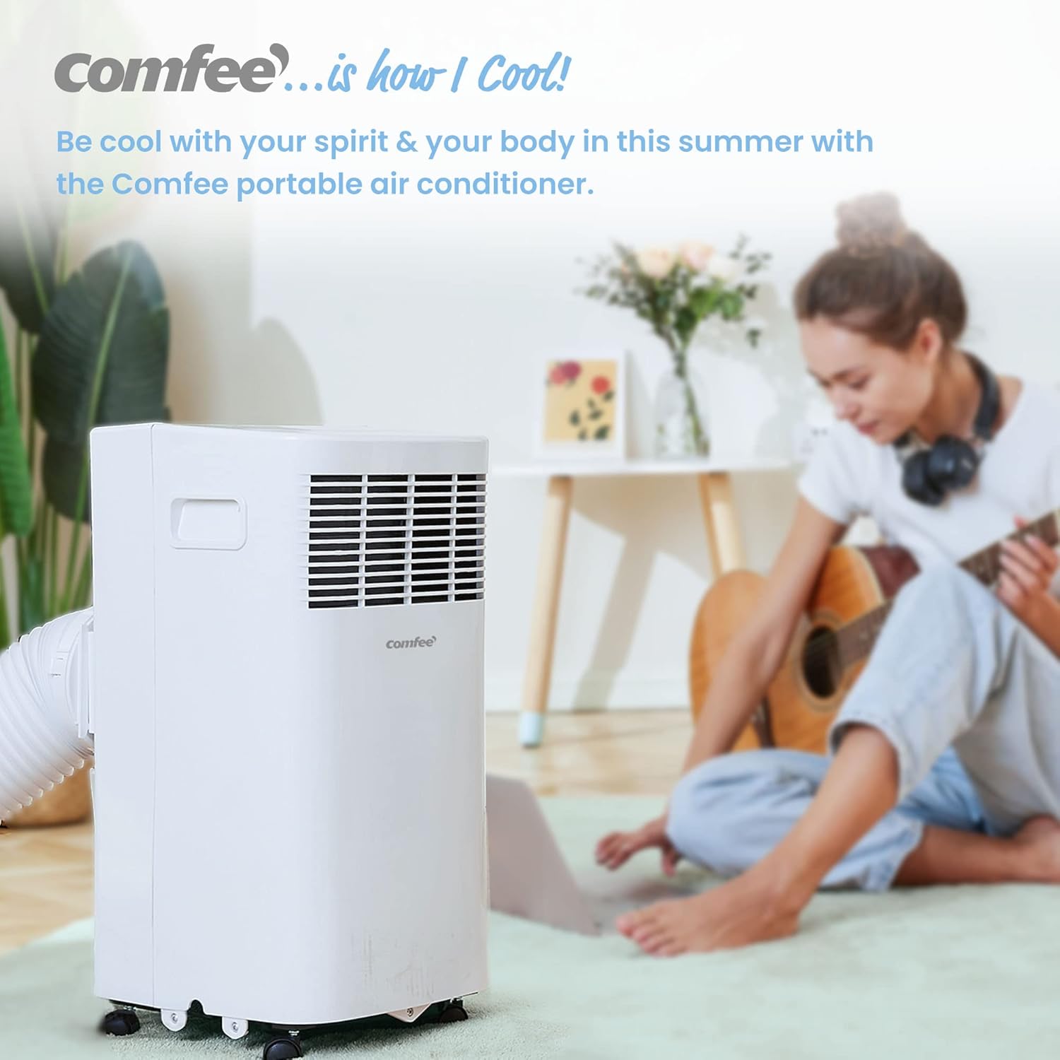 Comfee Condizionatore Portatile Easy Cool 2.0, 7000 BTU 2,0kW, Raffreddamento&Ventilazione&Deumidificazione, Adatto per Ambienti fino a 68m³(25㎡), Controllo tramite APP/Alexa/Google Home/IFTTT, Climatizzatore Portatile con Tubo di Scarico