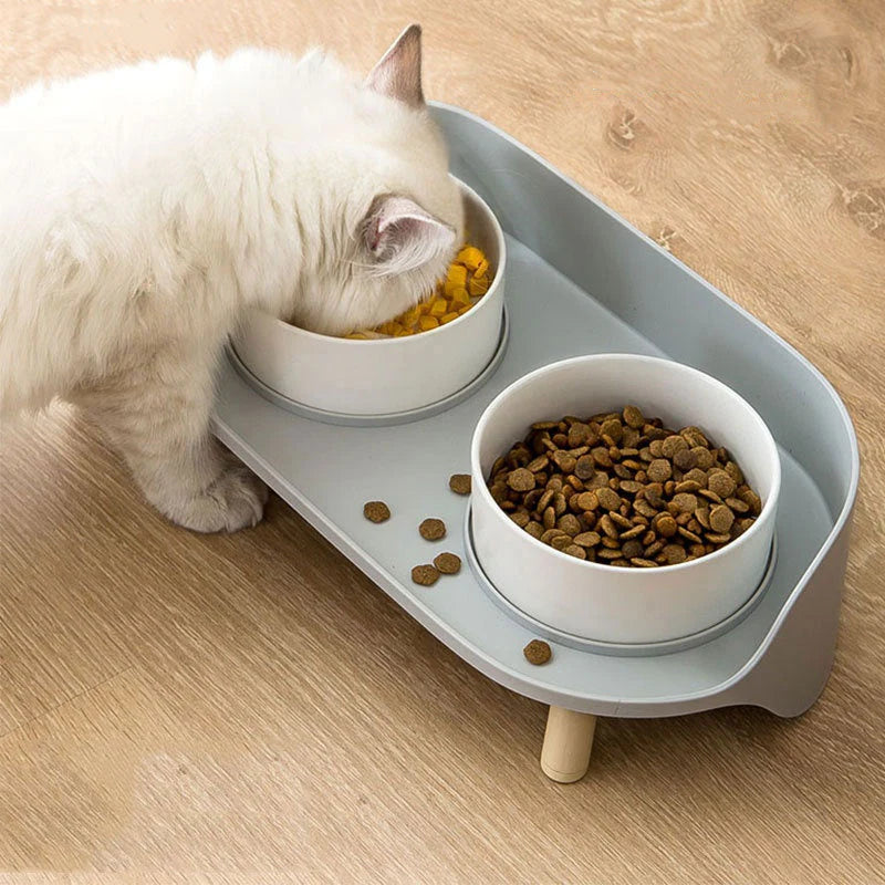 Elegante Doppel-Futterschale aus Bone China für Haustiere – Stilvoll und Funktional