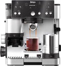 Ninja Luxe Essential Macchina da caffè 2-in-1 con macinacaffè e montalatte per latte, cappuccino ed espresso, facile da usare, 2 impostazioni predefinite per la schiuma, argento, ES501EU