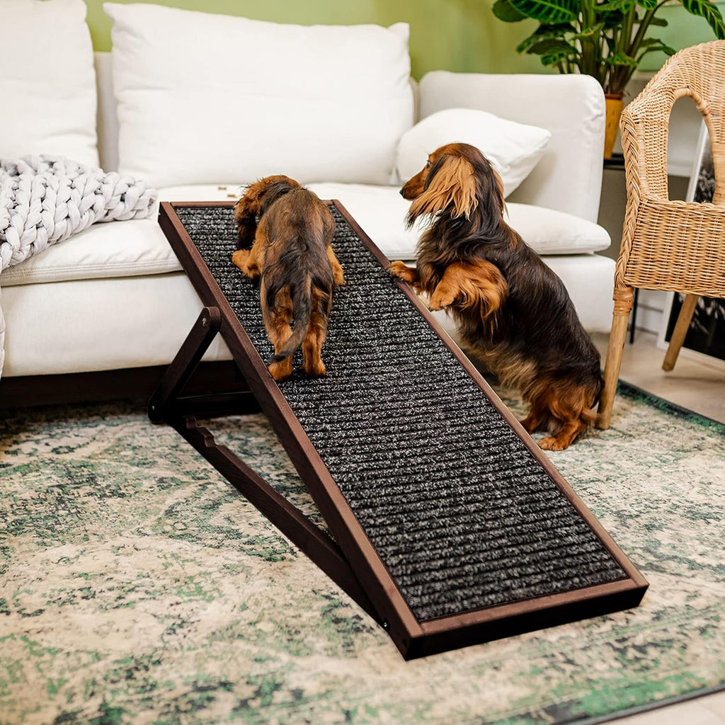 Holtaz Rampa per Cani Rampa per Gatti Scaletta per Cani per Letto o Divano Pieghevole in Legno Petwalk Scala per Cani Rampa di Carico per Animali Domestici con Inserto Antiscivolo Naturale