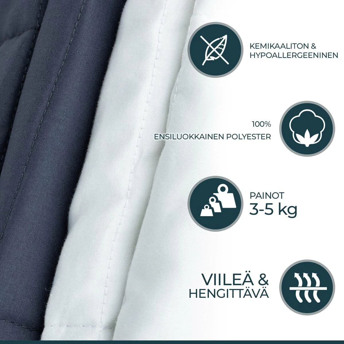 Polar Night Coperta ponderata per bambini 3-5KG, 100x150cm, microfibra