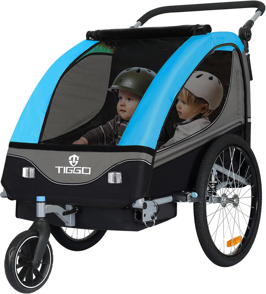 Tiggo S2 Rimorchio per Bambini con Sospensioni Jogger 2 in 1 Passeggino Bicicletta Rimorchio Girevole a 360°
