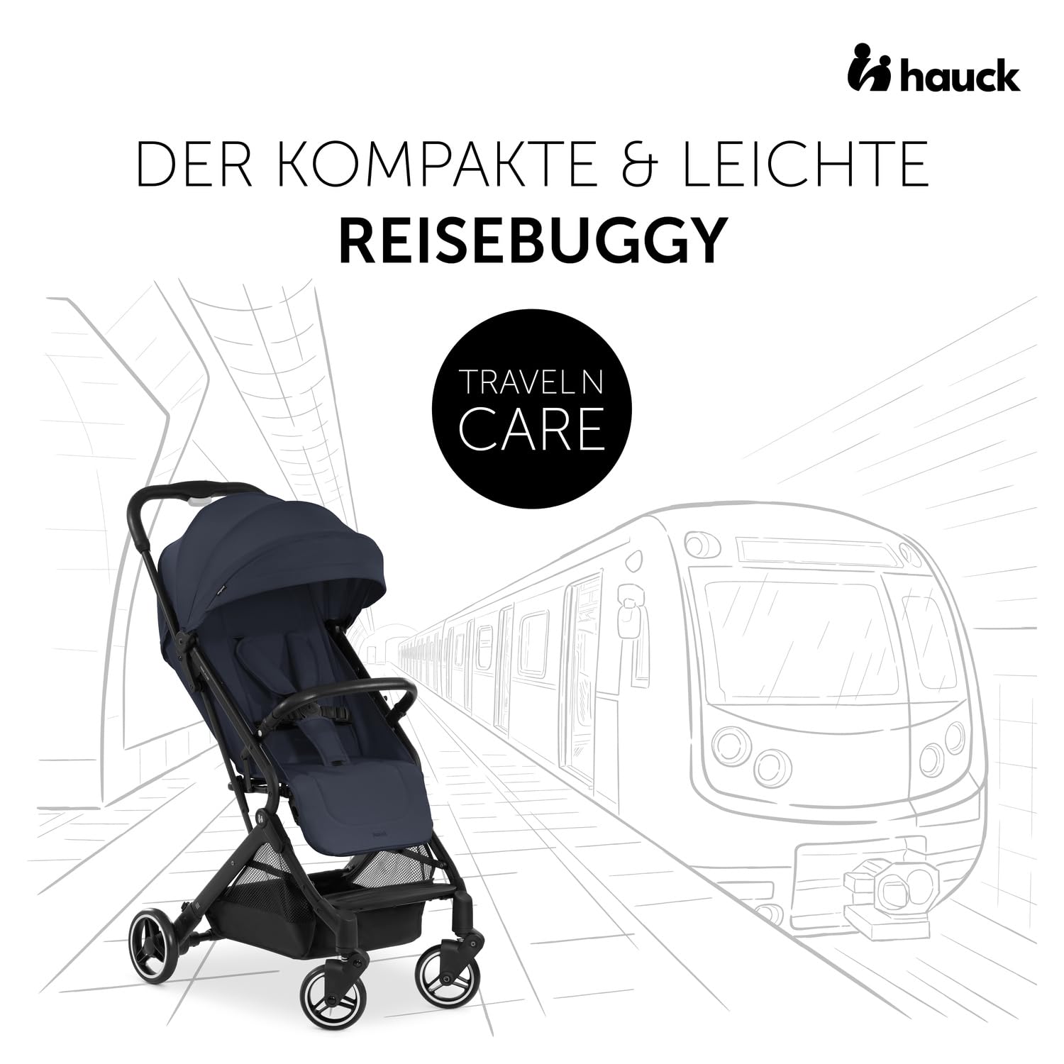 hauck Passeggino leggero Travel N Care per bambini dalla nascita fino a 22 kg con funzione reclinabile, ultraleggero - 6,9 kg, chiudibile con una mano, UPF 50+, ruote in EVA, cestino fino a 3 kg (Dark Olive)