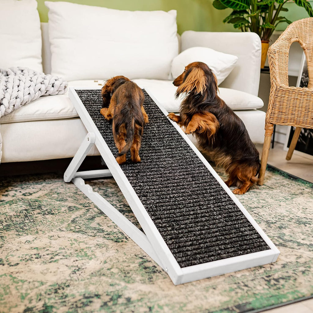Holtaz Rampa per Cani Rampa per Gatti Scaletta per Cani per Letto o Divano Pieghevole in Legno Petwalk Scala per Cani Rampa di Carico per Animali Domestici con Inserto Antiscivolo Naturale