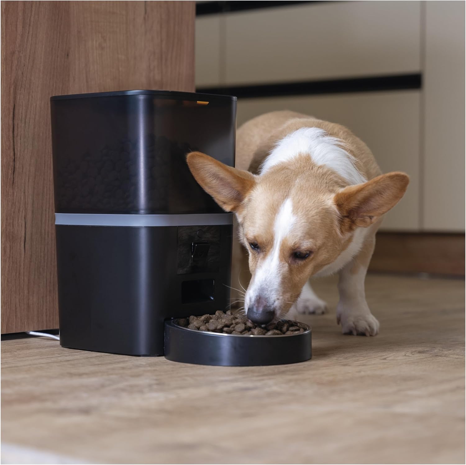 EMOS - GoSmart Futterautomat 6 l mit Kamera - WLAN Pet Care Futterspender mit App - Trockenfutter Automat für Katze & Hund mit Zeitplan, Sprachaufzeichnung, Dosierung 1–12 Mahlzeiten pro Tag - Schwarz
