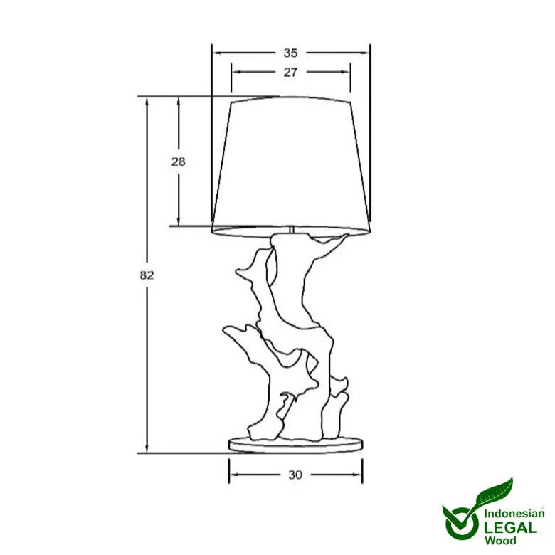 Wurzelholz Tischlampe IKAL Hhe 82 cm inkl. Lampenschirm