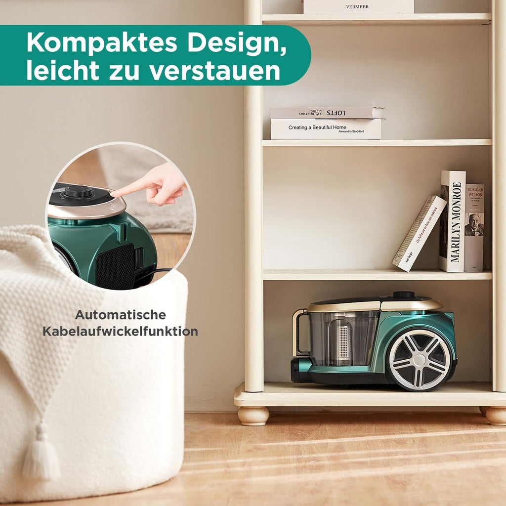 Eureka WhirlWind Staubsauger Beutellos, Leistungsstark, Kompakt und Leicht, für Hartbden und Teppich, HEPA-Filter, 8m Aktionsradius, 700W, 1,5L, Blau