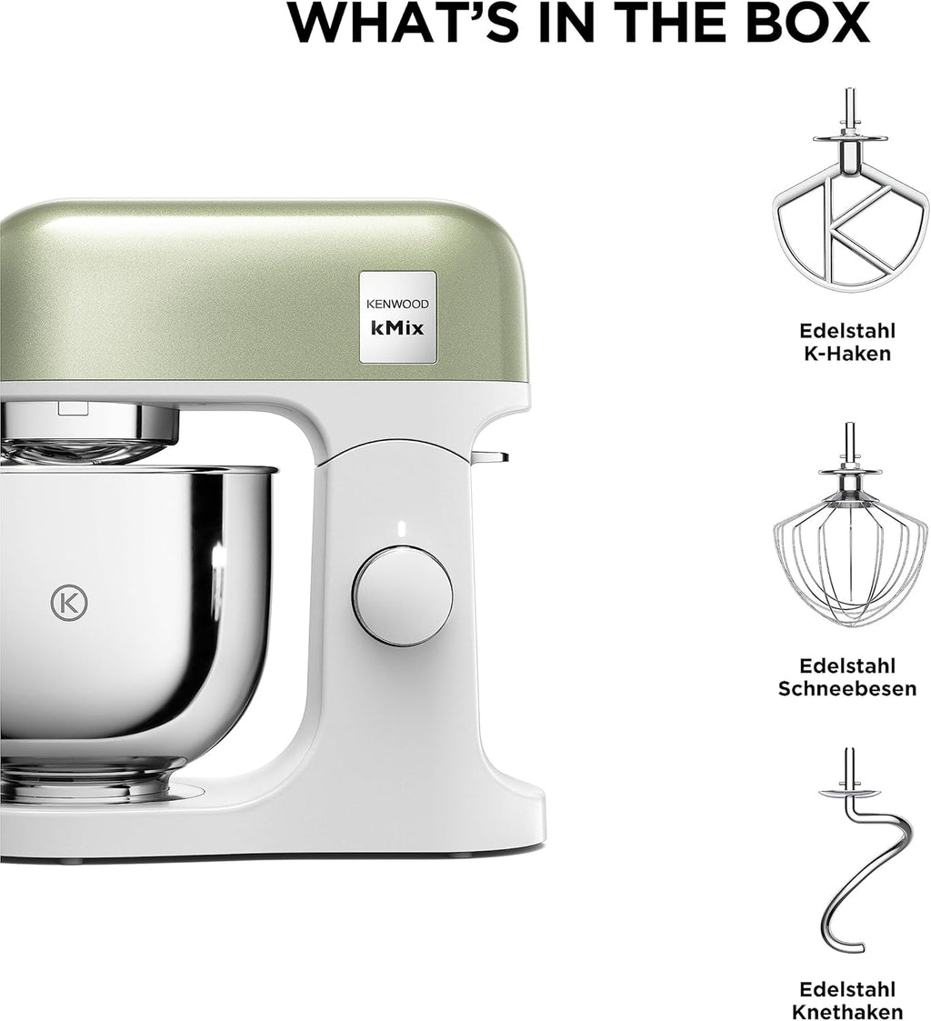 Kenwood kMix KMX750RD Robot da cucina, Ciotola in acciaio inox da 5 litri, Sistema di sicurezza Safe-Use, Corpo in metallo, 1000 Watt, Inclusi set di 3 accessori da pasticceria e paraspruzzi, Rosso