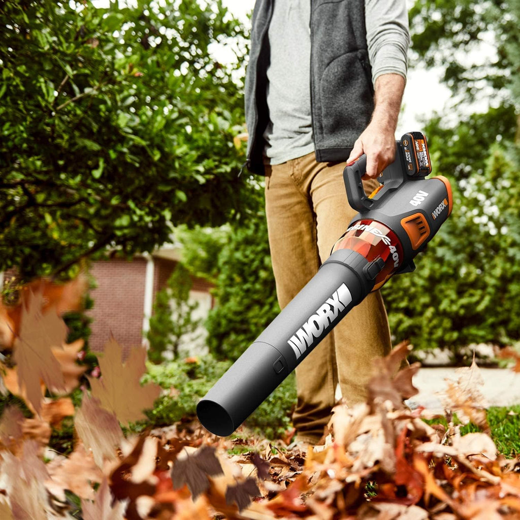 WORX NITRO 40V Profi Akku-Laubbläser WG585E.9 - starker bürstenloser Motor - 3 Geschwindigkeiten & 2 Modus - 266km/h Luftgeschwindigkeit - 1053m³/h Luftmenge - leicht & kompakt - ohne Akku & Ladegerät
