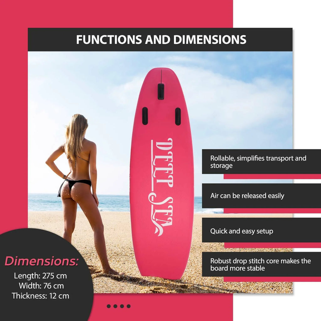 Set Stand Up Paddle Deep Sea Standard (275cm), rosa