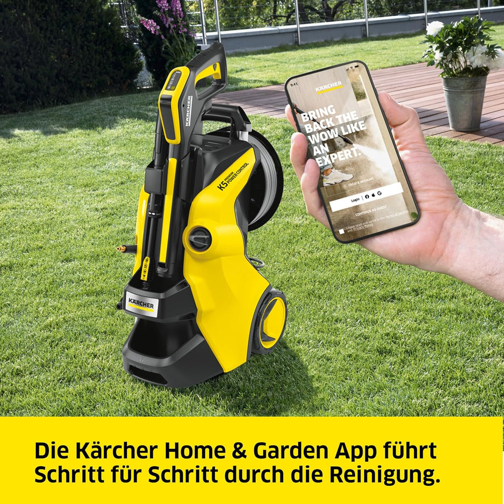Kärcher Hochdruckreiniger K 5 Power Control, Druck: max. 145 bar, Fördermenge: 500 l/h, Flächenleistung: 40 m²/h, Wasserfilter, Gewicht: 13 kg, Hochdruckschlauch und -pistole, Dreckfräser, Strahlrohr