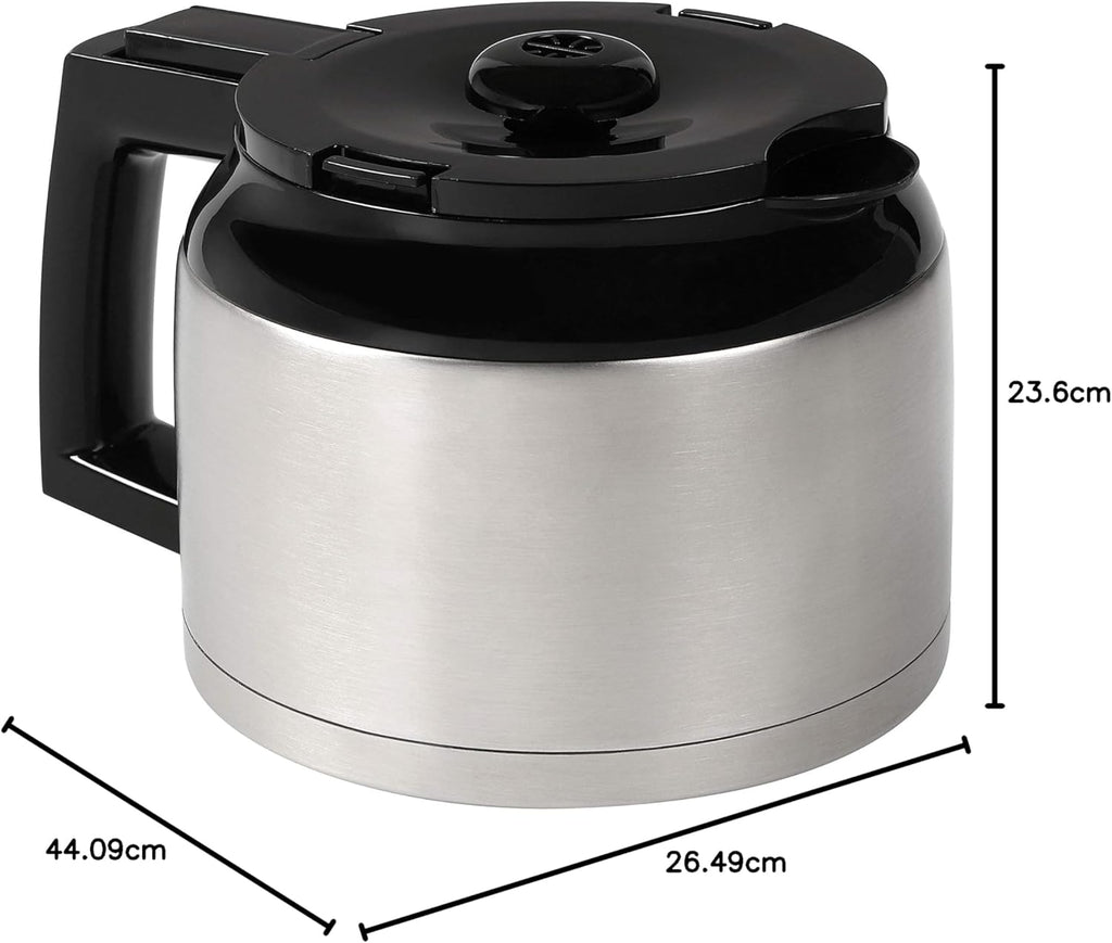 Melitta AromaFresh - Macchina da caffè con filtro - con caraffa in vetro - macinacaffè integrato - funzione timer - 10 tazze - Pure Black