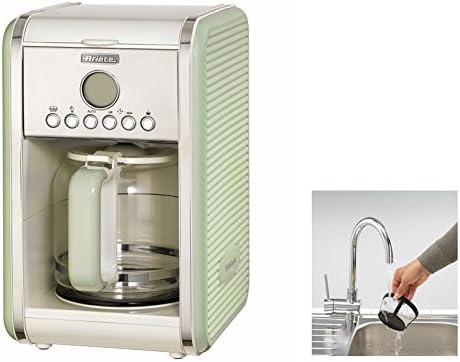 Ariete Vintage 1342 Macchina da Caffè Americano Retrò, Caraffa in Vetro Temperato, Fino a 12 Tazze, Timer 24 Ore, Spegnimento Automatico, Funzione Anti-Goccia, Piastra Riscaldante, Capacità 1.5 L, 2000 W, Verde