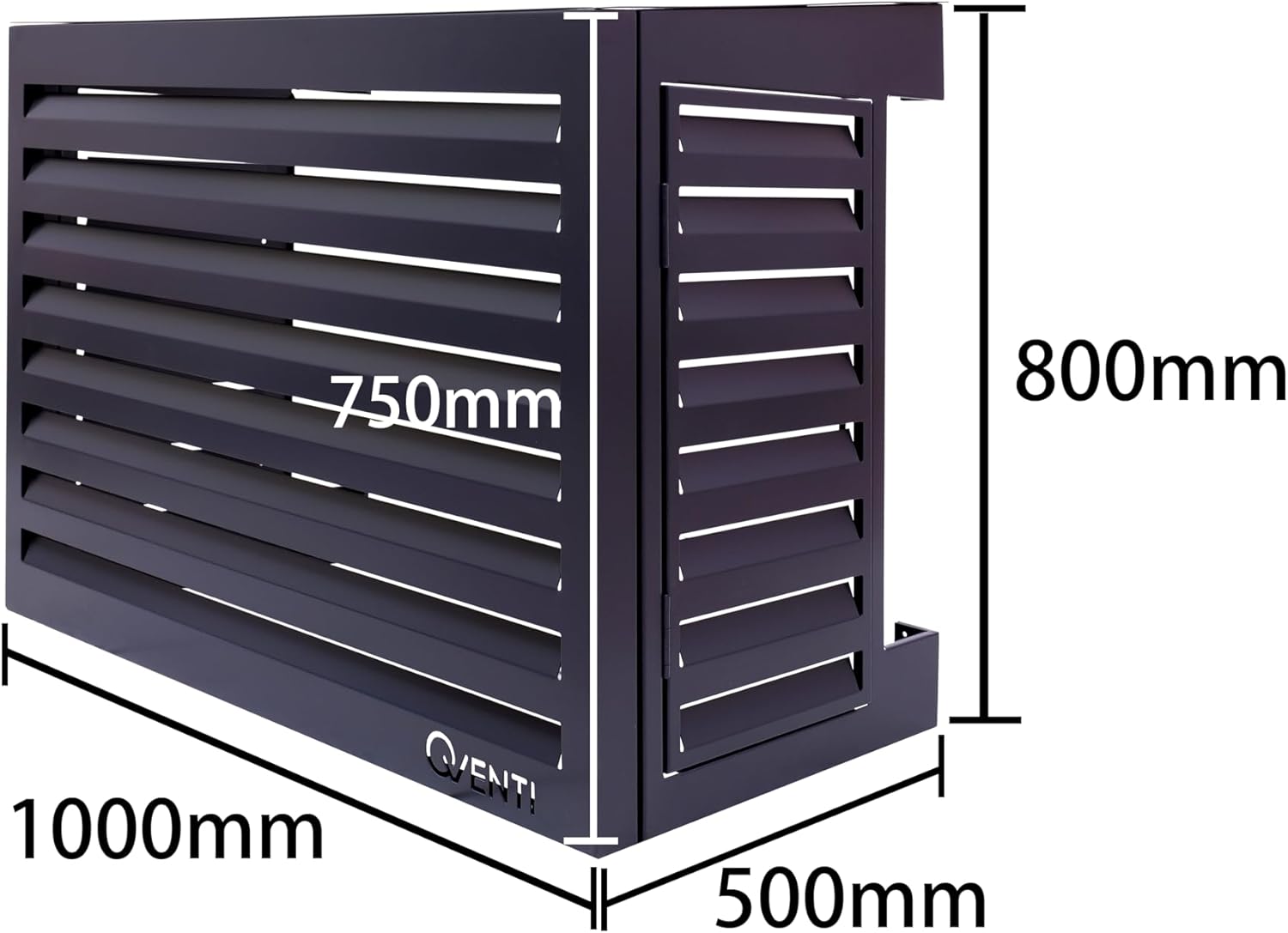 Copertura Qventi per condizionatore - Antracite/Grigio - Alluminio - Griglia di protezione - Rivestimento - Facile montaggio - Taglia S - Dimensioni esterne (LxPxH): 100 x 50 x 75 cm