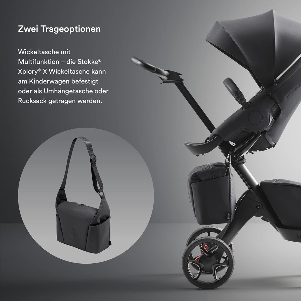 Stokke Xplory X Wickeltasche – Trageoption als Schultertasche oder Rucksack – Inklusive faltbarer Wickelunterlage & Beuteltasche – UPF 50+, wasserabweisend, leicht zu reinigen