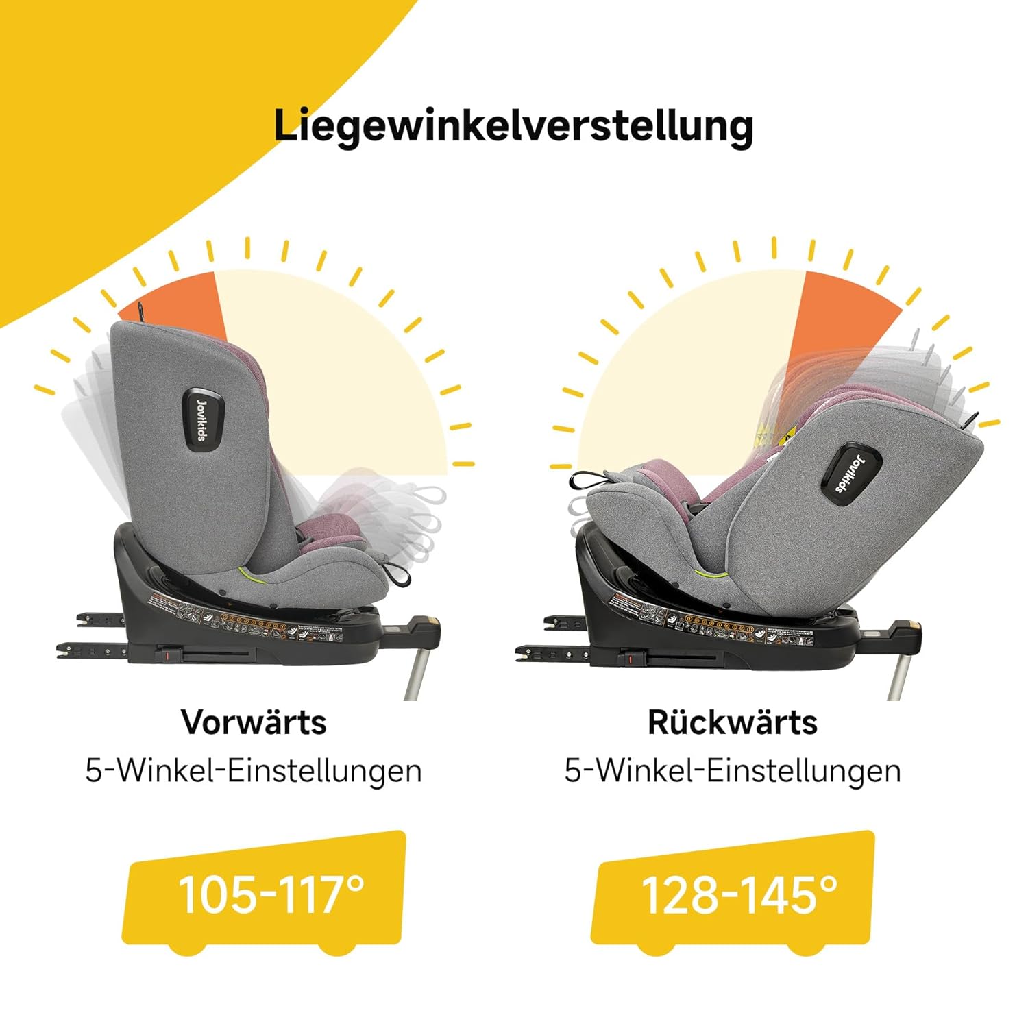 Jovikids 360° Drehbar Kindersitz mit ISOFIX, i-Size 40-150cm(ab Geburt -12 Jahre) Baby Autositz Reboarder mit Liegefunktion & Abnehmbar Vordach, ECE R129 (blau)