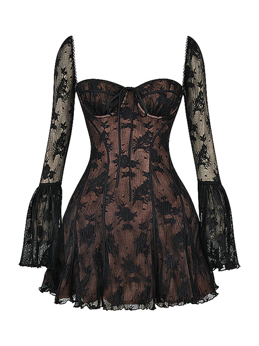 Cerys - Langrmeliges Vintage-Minikleid