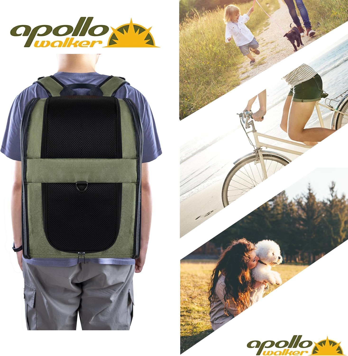 Apollo Walker - Zaino trasportino per animali domestici, cani e gatti da 2 a 12 kg, morbido e pieghevole, colore blu.