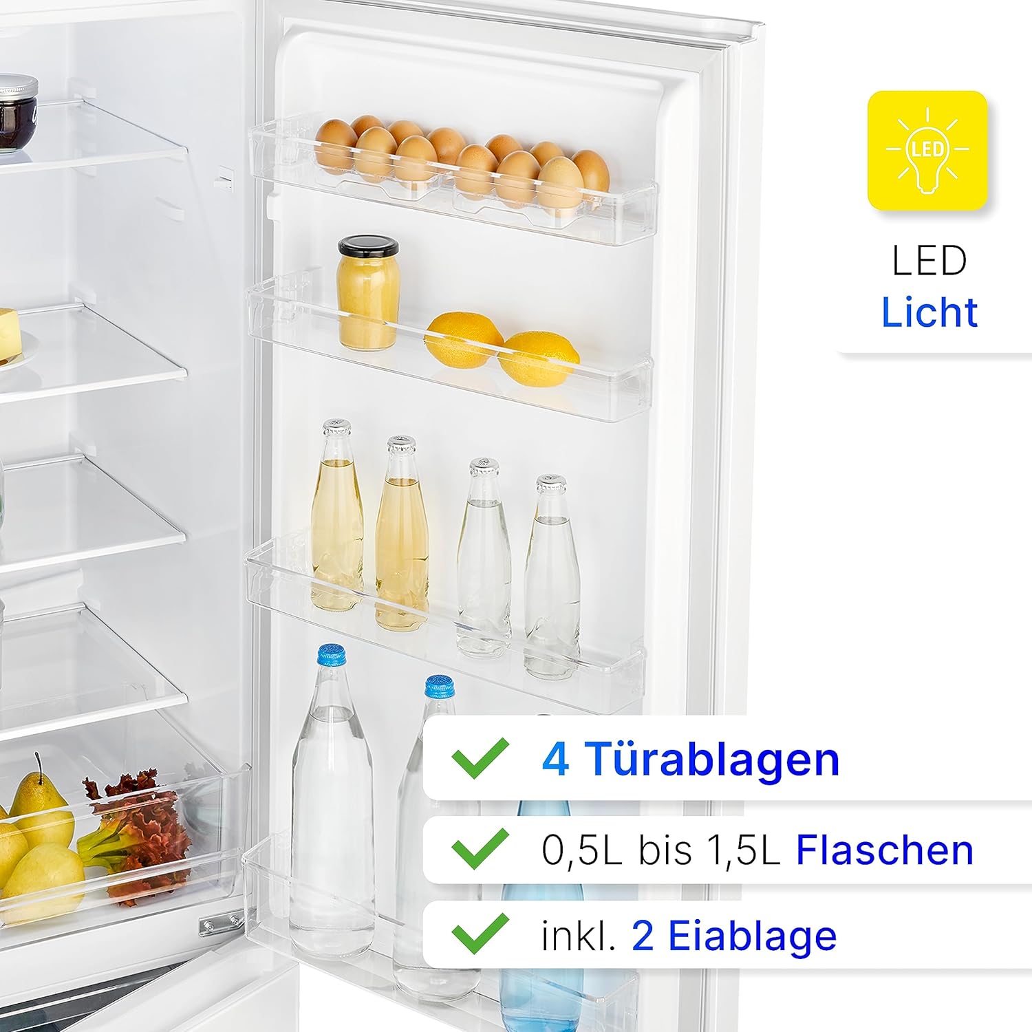 Combinazione frigo-congelatore Bomann®, capacità netta 269 L - Frigorifero: 198 L | Congelatore: 71 L, a risparmio energetico, silenzioso 39 dB, LED, porta reversibile, Altezza: 180 x Larghezza: 55 x Profondità: 55,8 cm - KG 184.1 bianco