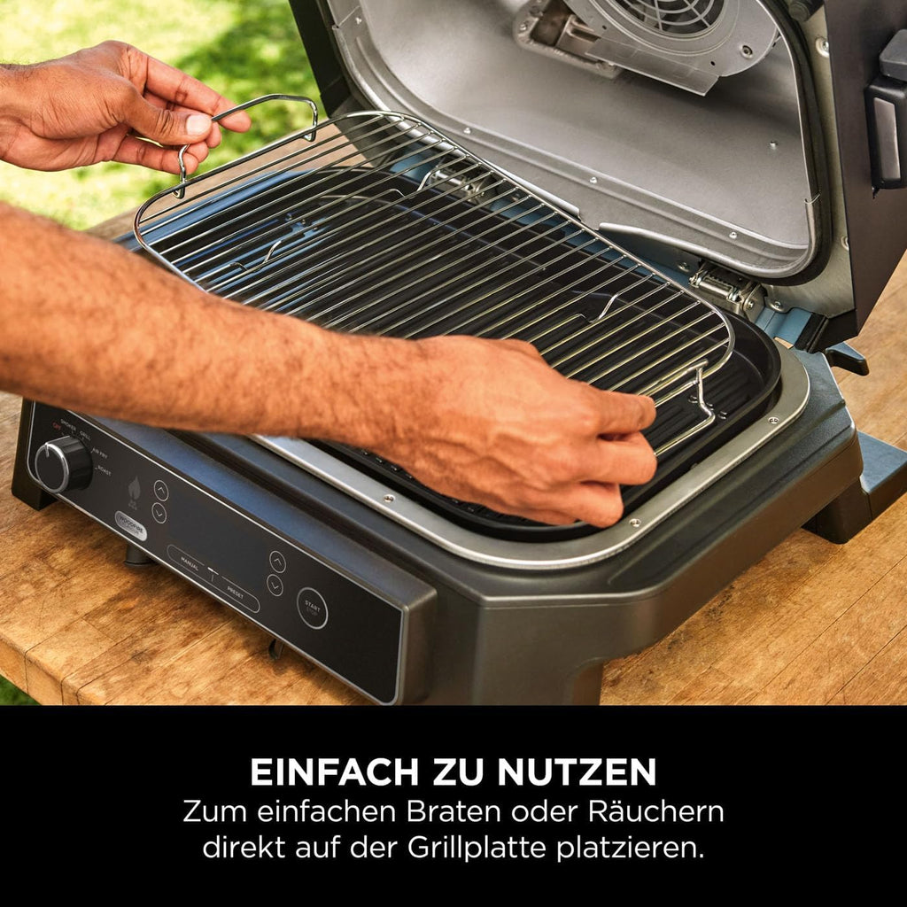 Ninja Woodfire verstellbarer Ständer und Beistelltisch, Außenofen- und Grillständer, robuster Outdoor-Kochtisch und Pizzaofenständer, Schwarz 4718J800EUUK